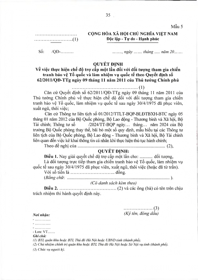 Chế độ với người tham gia chiến tranh bảo vệ Tổ quốc, làm nhiệm vụ ở Campuchia, Lào sau 30/4/1975 đã xuất ngũ- Ảnh 35. Chế độ với người tham gia chiến tranh bảo vệ Tổ quốc, làm nhiệm vụ ở Campuchia, Lào sau 30/4/1975 đã xuất ngũ- Ảnh 35.