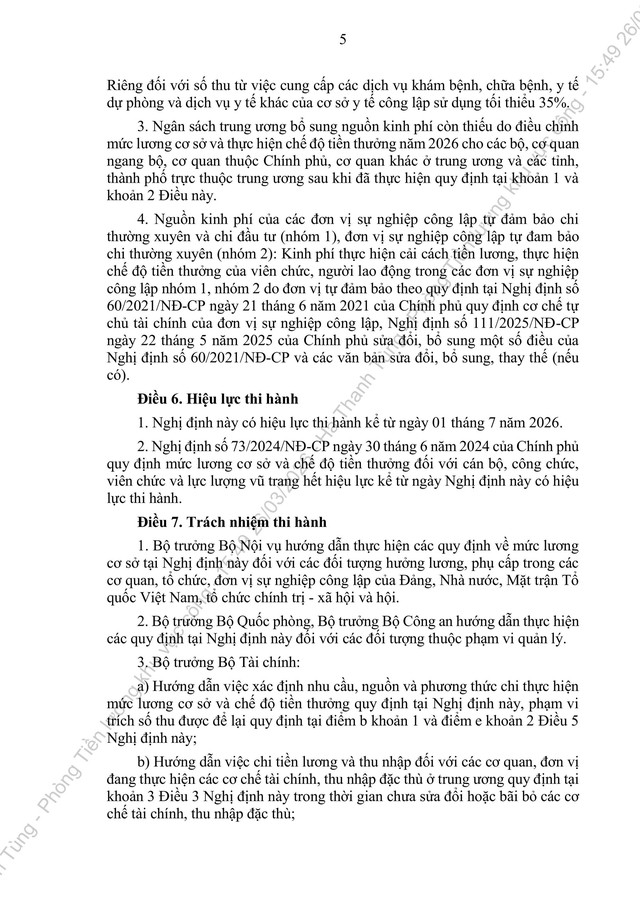 TOÀN VĂN: Dự thảo Nghị định quy định mức lương cơ sở, chế độ tiền thưởng đối với cán bộ, công chức, viên chức và lực lượng vũ trang- Ảnh 6.