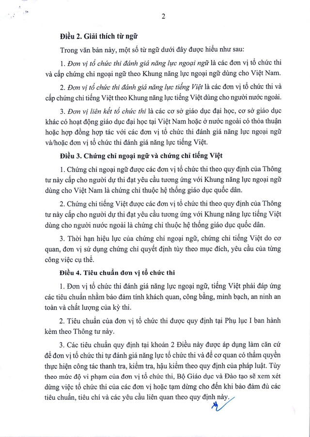 TOÀN VĂN: Thông tư 09/2026/TT-BGDĐT về tổ chức thi đánh giá năng lực ngoại ngữ và tiếng Việt- Ảnh 2.