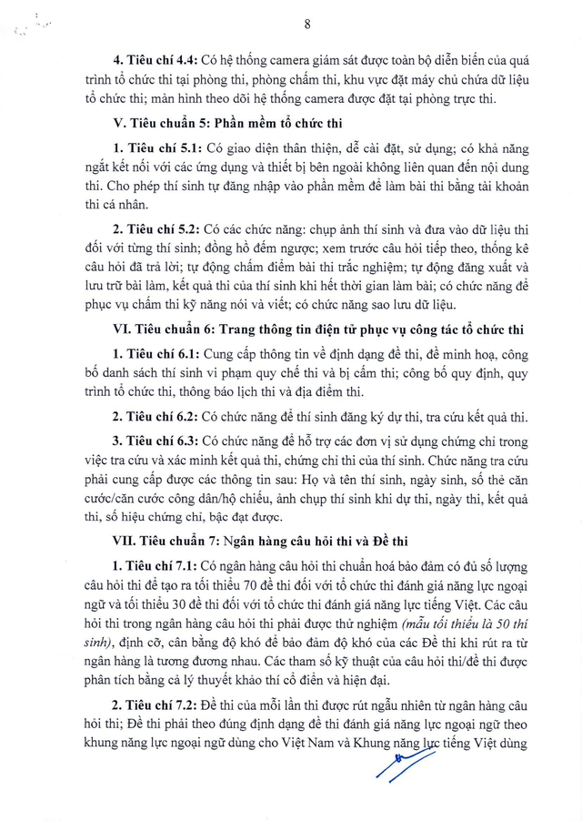 TOÀN VĂN: Thông tư 09/2026/TT-BGDĐT về tổ chức thi đánh giá năng lực ngoại ngữ và tiếng Việt- Ảnh 8.