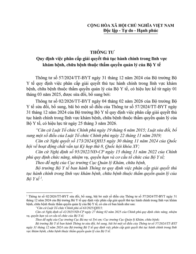 Hướng dẫn phân cấp giải quyết thủ tục hành chính trong khám, chữa bệnh - Ảnh 1.