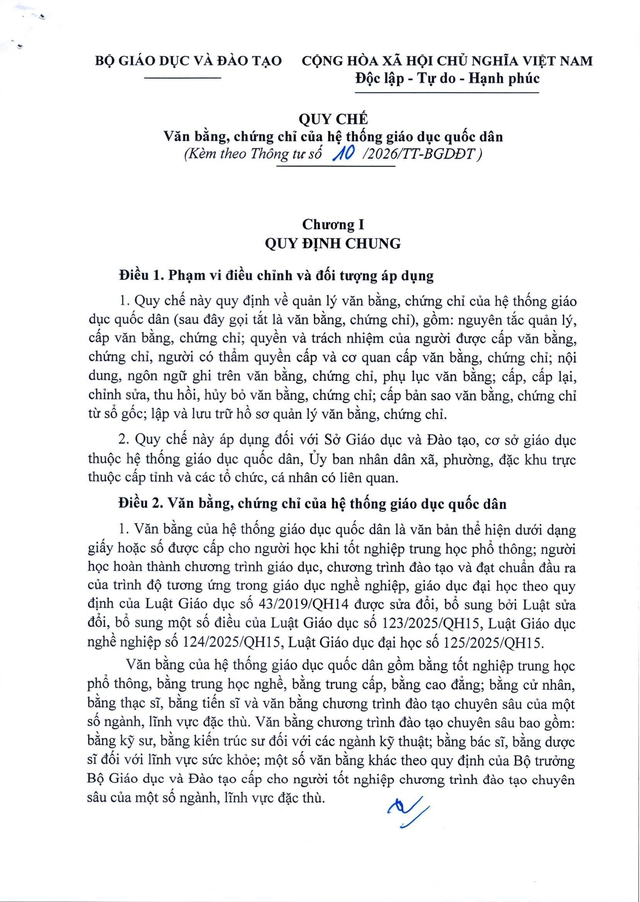 Quy chế mới về văn bằng, chứng chỉ của hệ thống giáo dục quốc dân- Ảnh 4.