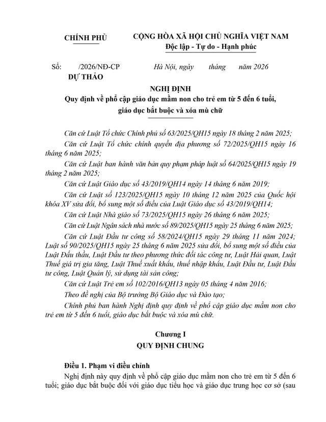 Đề xuất quy định phổ cập giáo dục mầm non cho trẻ 5 - 6 tuổi, giáo dục bắt buộc, xóa mù chữ- Ảnh 3.