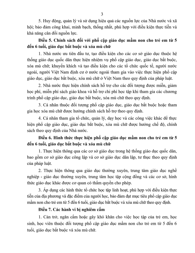 Đề xuất quy định phổ cập giáo dục mầm non cho trẻ 5 - 6 tuổi, giáo dục bắt buộc, xóa mù chữ- Ảnh 5.