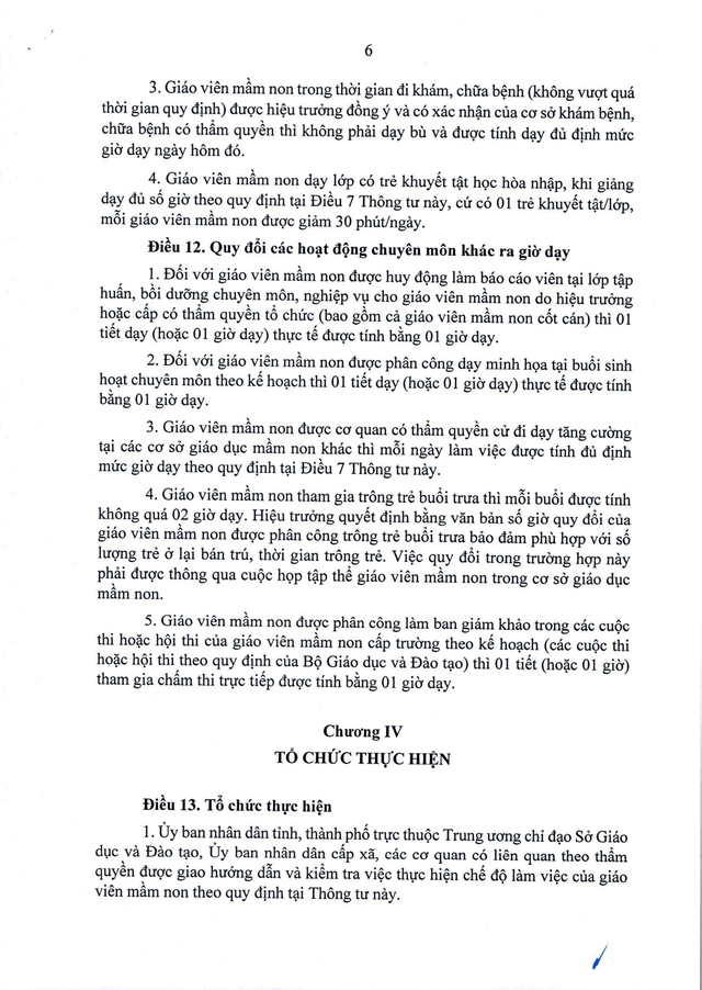 TOÀN VĂN: Thông tư 11/2026/TT-BGDĐT quy định chế độ làm việc với giáo viên mầm non- Ảnh 7.