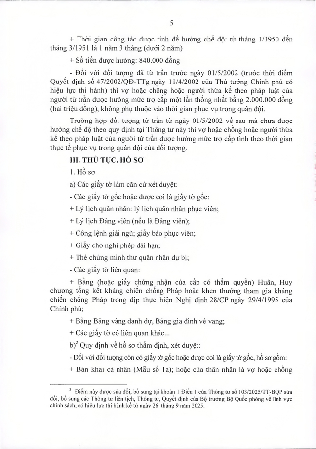 Chế độ với quân nhân, công nhân viên quốc phòng tham gia chống Pháp phục viên từ 31/12/1960 về trước- Ảnh 5.