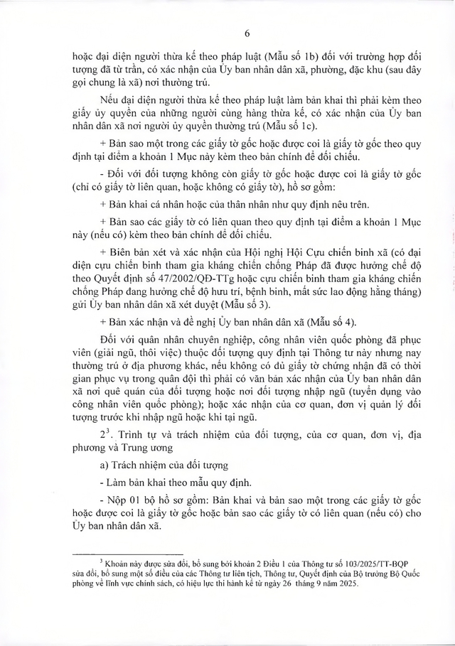 Chế độ với quân nhân, công nhân viên quốc phòng tham gia chống Pháp phục viên từ 31/12/1960 về trước- Ảnh 6.