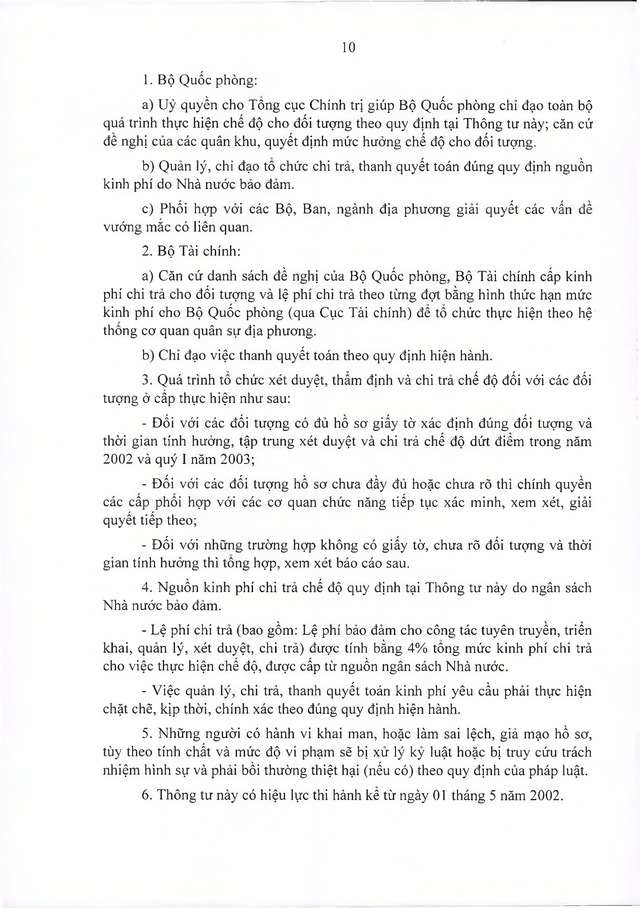 Chế độ với quân nhân, công nhân viên quốc phòng tham gia chống Pháp phục viên từ 31/12/1960 về trước- Ảnh 10.