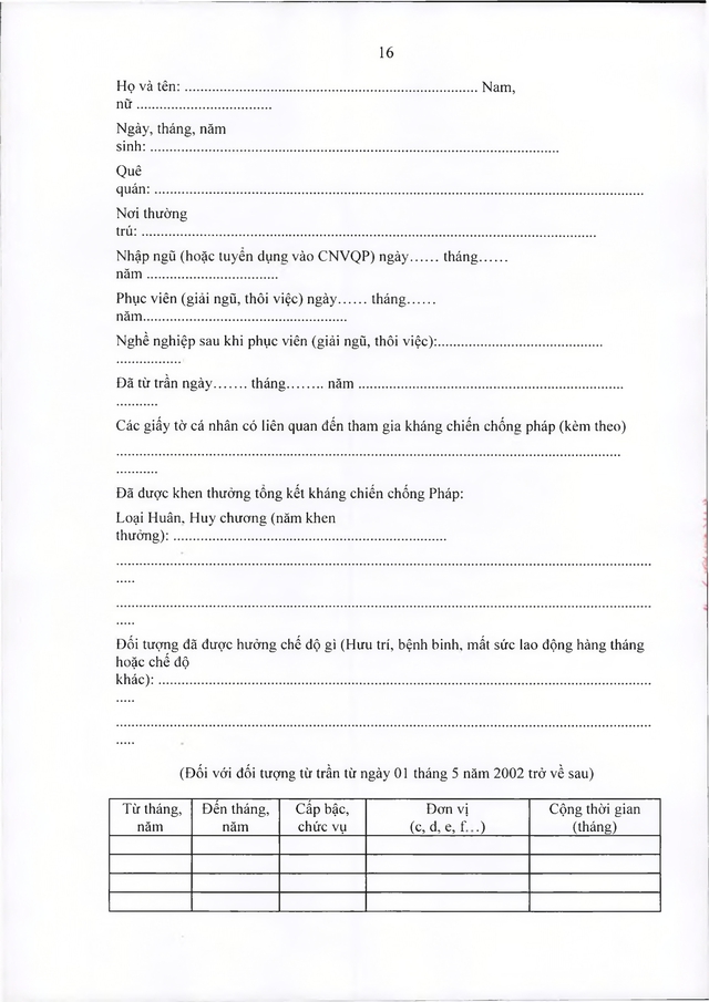 Chế độ với quân nhân, công nhân viên quốc phòng tham gia chống Pháp phục viên từ 31/12/1960 về trước- Ảnh 16.