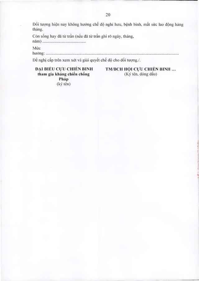 Chế độ với quân nhân, công nhân viên quốc phòng tham gia chống Pháp phục viên từ 31/12/1960 về trước- Ảnh 20.