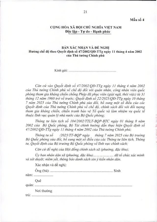 Chế độ với quân nhân, công nhân viên quốc phòng tham gia chống Pháp phục viên từ 31/12/1960 về trước- Ảnh 21.