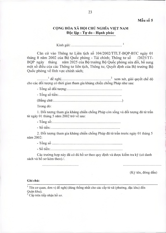 Chế độ với quân nhân, công nhân viên quốc phòng tham gia chống Pháp phục viên từ 31/12/1960 về trước- Ảnh 23.