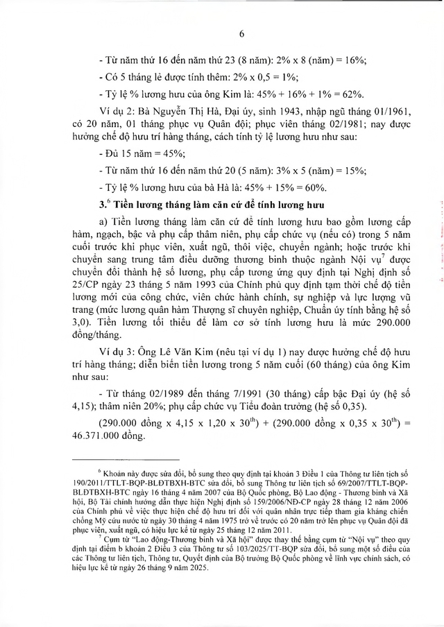 Chế độ hưu trí với quân nhân trực tiếp tham gia kháng chiến chống Mỹ từ 30/4/1975 về trước có từ 20 năm trong Quân đội đã xuất ngũ- Ảnh 6.