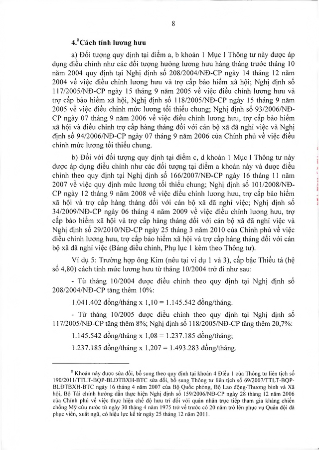 Chế độ hưu trí với quân nhân trực tiếp tham gia kháng chiến chống Mỹ từ 30/4/1975 về trước có từ 20 năm trong Quân đội đã xuất ngũ- Ảnh 8.