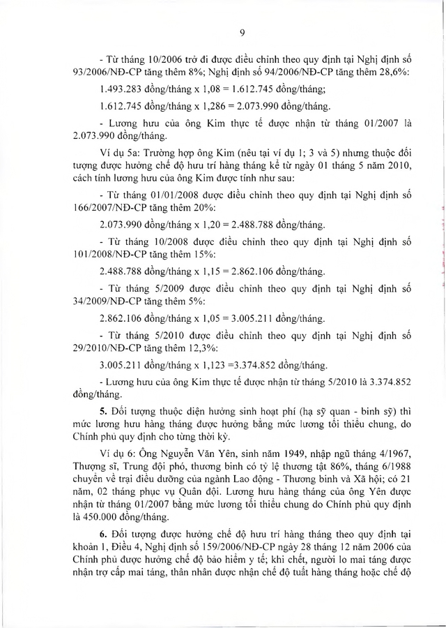 Chế độ hưu trí với quân nhân trực tiếp tham gia kháng chiến chống Mỹ từ 30/4/1975 về trước có từ 20 năm trong Quân đội đã xuất ngũ- Ảnh 9.