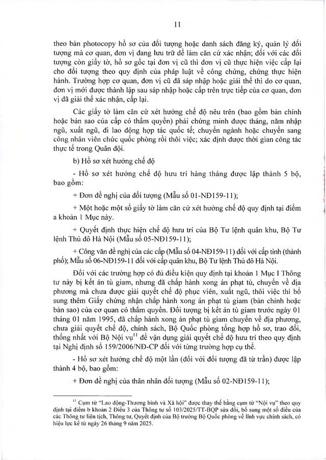 Chế độ hưu trí với quân nhân trực tiếp tham gia kháng chiến chống Mỹ từ 30/4/1975 về trước có từ 20 năm trong Quân đội đã xuất ngũ- Ảnh 11.