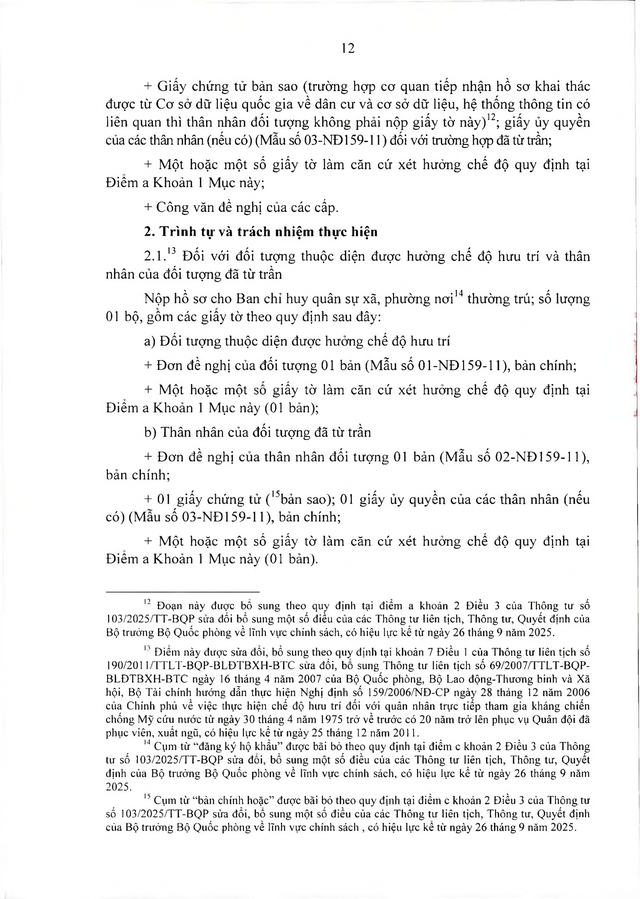 Chế độ hưu trí với quân nhân trực tiếp tham gia kháng chiến chống Mỹ từ 30/4/1975 về trước có từ 20 năm trong Quân đội đã xuất ngũ- Ảnh 12.