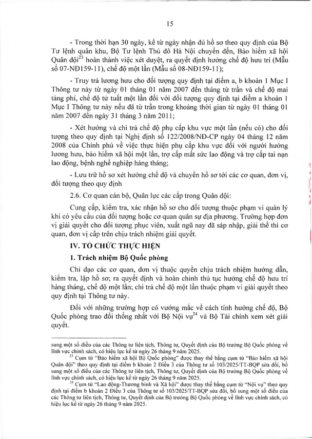 Chế độ hưu trí với quân nhân trực tiếp tham gia kháng chiến chống Mỹ từ 30/4/1975 về trước có từ 20 năm trong Quân đội đã xuất ngũ- Ảnh 15.