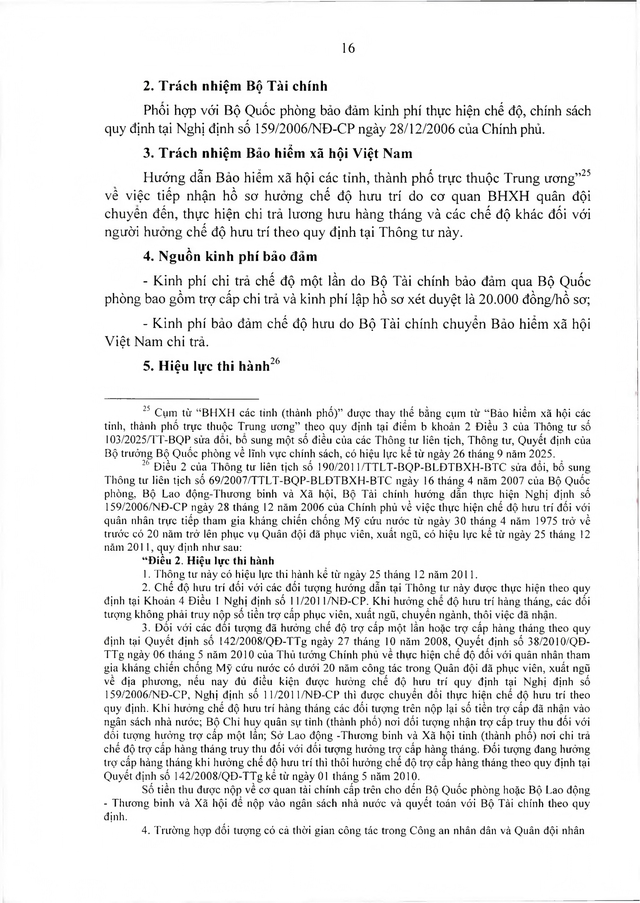 Chế độ hưu trí với quân nhân trực tiếp tham gia kháng chiến chống Mỹ từ 30/4/1975 về trước có từ 20 năm trong Quân đội đã xuất ngũ- Ảnh 16.