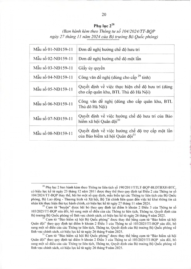 Chế độ hưu trí với quân nhân trực tiếp tham gia kháng chiến chống Mỹ từ 30/4/1975 về trước có từ 20 năm trong Quân đội đã xuất ngũ- Ảnh 20.