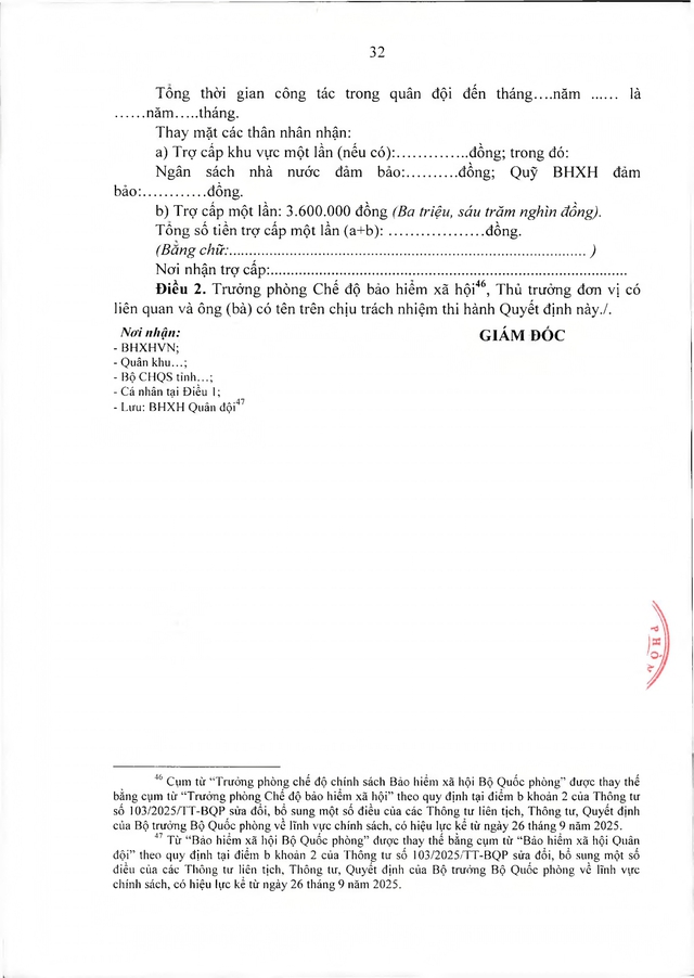 Chế độ hưu trí với quân nhân trực tiếp tham gia kháng chiến chống Mỹ từ 30/4/1975 về trước có từ 20 năm trong Quân đội đã xuất ngũ- Ảnh 32.