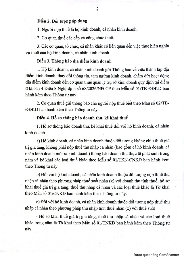 Thông tư 18/2026/TT-BTC quy định về hồ sơ, thủ tục quản lý thuế với hộ, cá nhân kinh doanh- Ảnh 3.