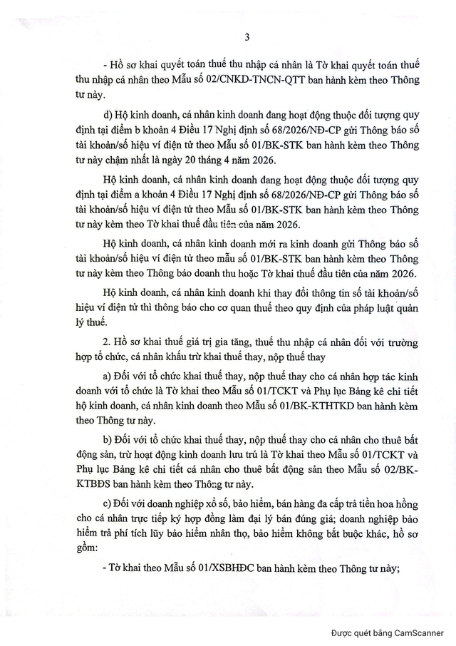 Thông tư 18/2026/TT-BTC quy định về hồ sơ, thủ tục quản lý thuế với hộ, cá nhân kinh doanh- Ảnh 4.