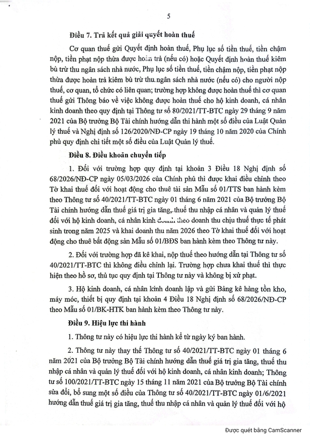 Thông tư 18/2026/TT-BTC quy định về hồ sơ, thủ tục quản lý thuế với hộ, cá nhân kinh doanh- Ảnh 6.