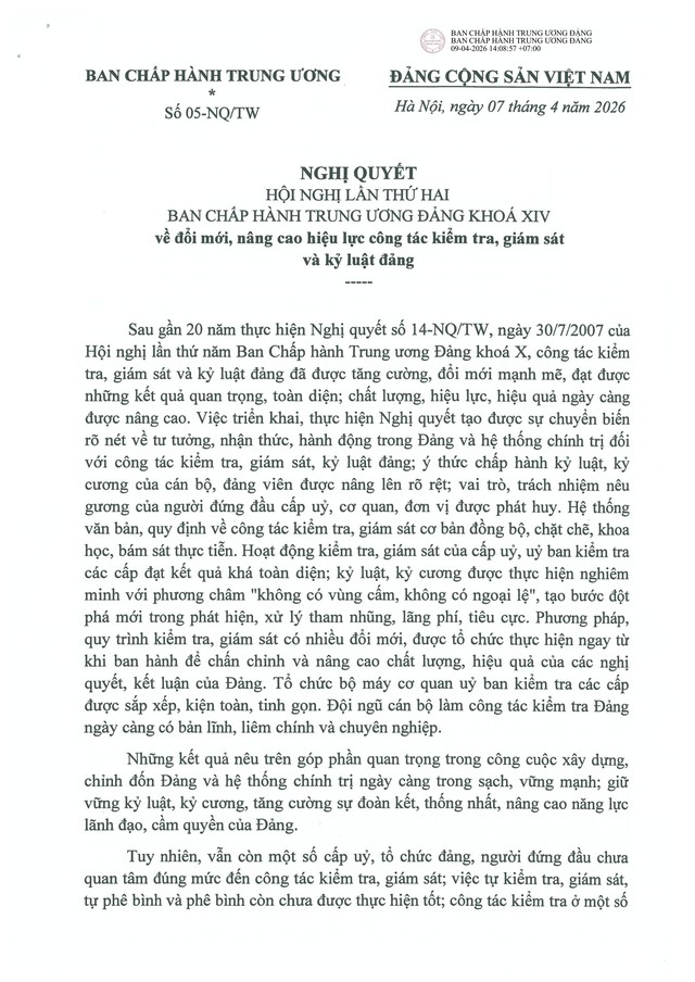TOÀN VĂN: Nghị quyết số 05-NQ/TW Hội nghị Trung ương 2 khóa XIV về đổi mới, nâng cao hiệu lực công tác kiểm tra, giám sát và kỷ luật đảng- Ảnh 3. TOÀN VĂN: Nghị quyết số 05-NQ/TW Hội nghị Trung ương 2 khóa XIV về đổi mới, nâng cao hiệu lực công tác kiểm tra, giám sát và kỷ luật đảng- Ảnh 3.