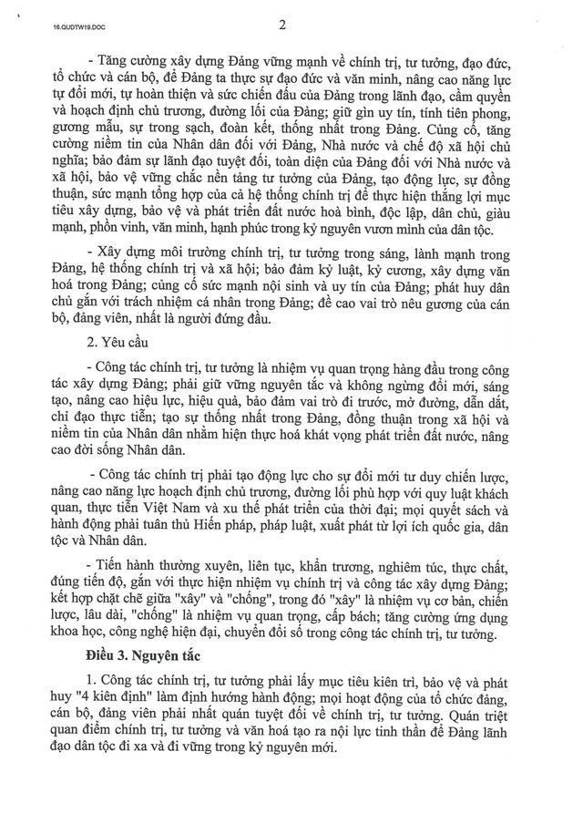 TOÀN VĂN: Quy định số 19-QĐ/TW về công tác chính trị, tư tưởng trong Đảng- Ảnh 3.