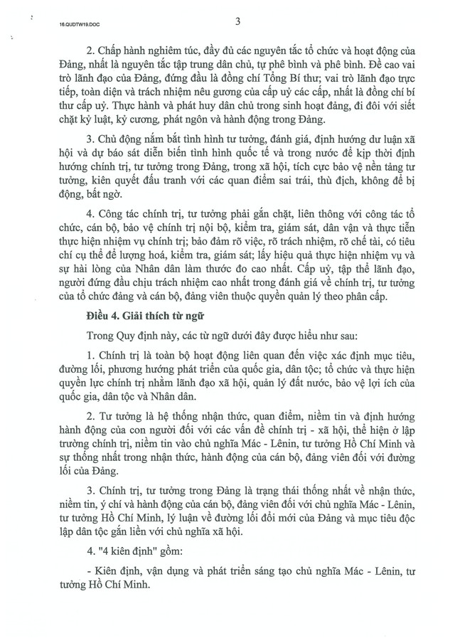 TOÀN VĂN: Quy định số 19-QĐ/TW về công tác chính trị, tư tưởng trong Đảng- Ảnh 4.