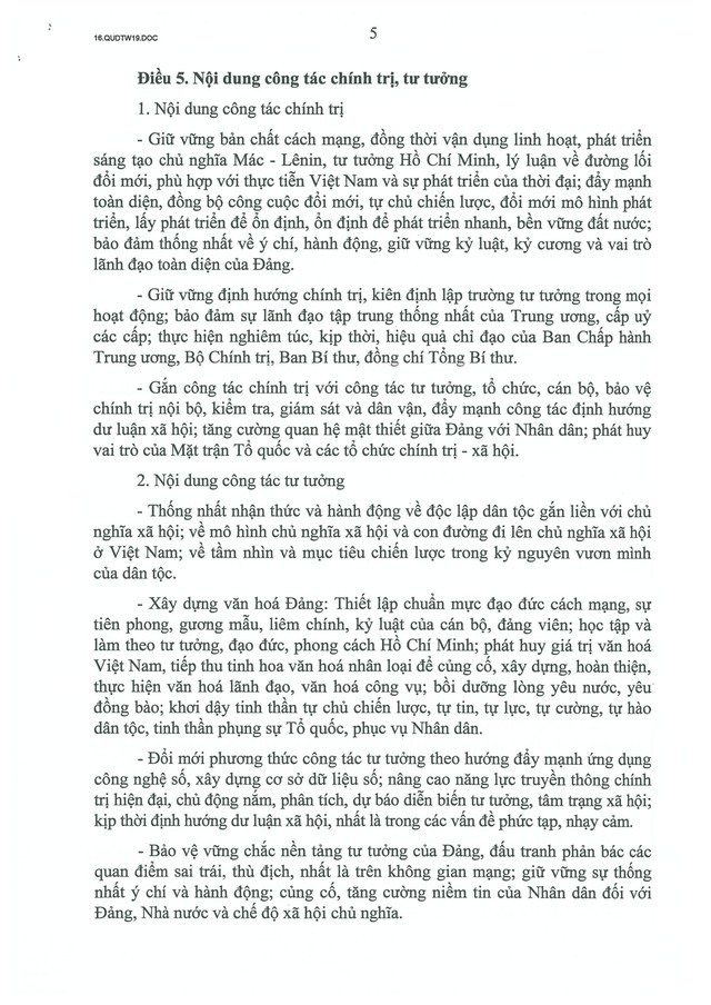 TOÀN VĂN: Quy định số 19-QĐ/TW về công tác chính trị, tư tưởng trong Đảng- Ảnh 6.