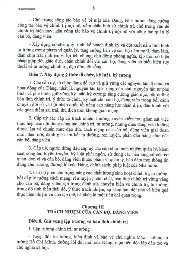 TOÀN VĂN: Quy định số 19-QĐ/TW về công tác chính trị, tư tưởng trong Đảng- Ảnh 9.