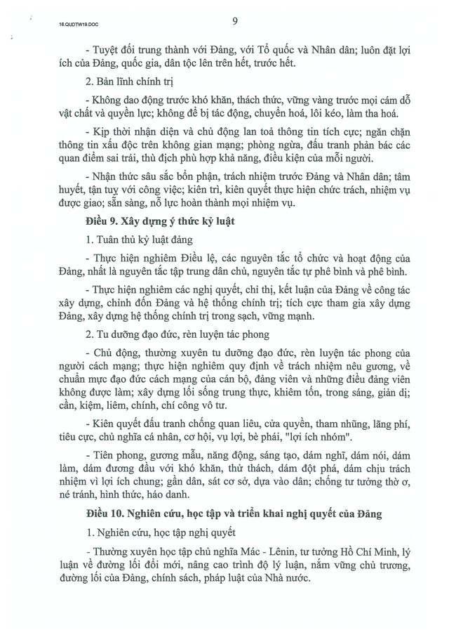 TOÀN VĂN: Quy định số 19-QĐ/TW về công tác chính trị, tư tưởng trong Đảng- Ảnh 10.