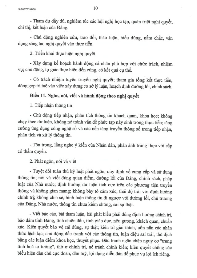 TOÀN VĂN: Quy định số 19-QĐ/TW về công tác chính trị, tư tưởng trong Đảng- Ảnh 11.