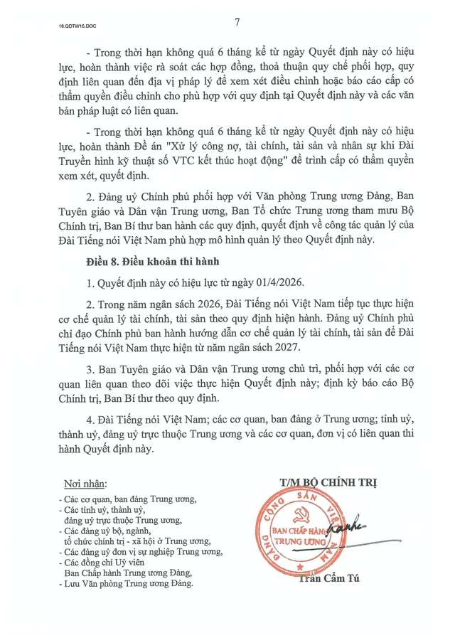 TOÀN VĂN: Quyết định số 16-QĐ/TW về chức năng, nhiệm vụ, tổ chức bộ máy của Đài Tiếng nói Việt Nam- Ảnh 7.