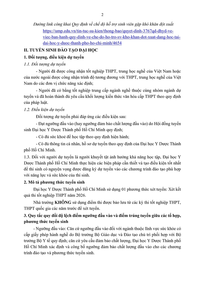 TUYỂN SINH 2026: Phương thức, chỉ tiêu tuyển sinh của Đại học Y Dược TP HCM- Ảnh 2. TUYỂN SINH 2026: Phương thức, chỉ tiêu tuyển sinh của Đại học Y Dược TP HCM- Ảnh 2.