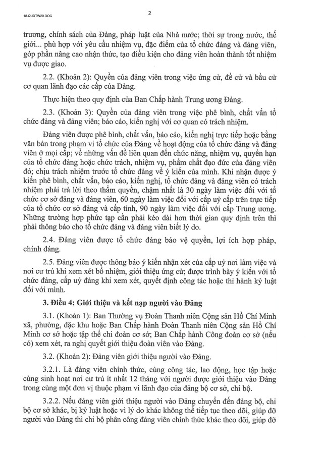 QUY ĐỊNH SỐ 20-QĐ/TW VỀ THI HÀNH ĐIỀU LỆ ĐẢNG- Ảnh 3. QUY ĐỊNH SỐ 20-QĐ/TW VỀ THI HÀNH ĐIỀU LỆ ĐẢNG- Ảnh 3.