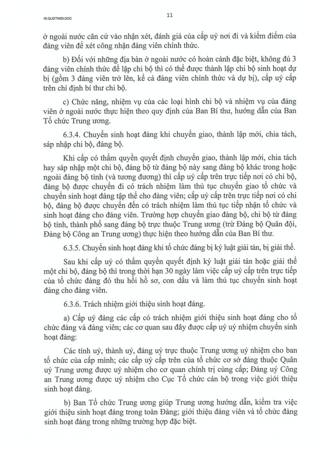 QUY ĐỊNH SỐ 20-QĐ/TW VỀ THI HÀNH ĐIỀU LỆ ĐẢNG- Ảnh 12. QUY ĐỊNH SỐ 20-QĐ/TW VỀ THI HÀNH ĐIỀU LỆ ĐẢNG- Ảnh 12.