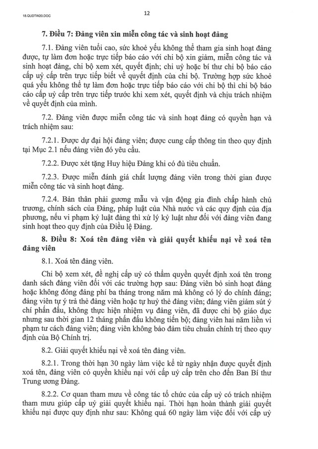 QUY ĐỊNH SỐ 20-QĐ/TW VỀ THI HÀNH ĐIỀU LỆ ĐẢNG- Ảnh 13. QUY ĐỊNH SỐ 20-QĐ/TW VỀ THI HÀNH ĐIỀU LỆ ĐẢNG- Ảnh 13.
