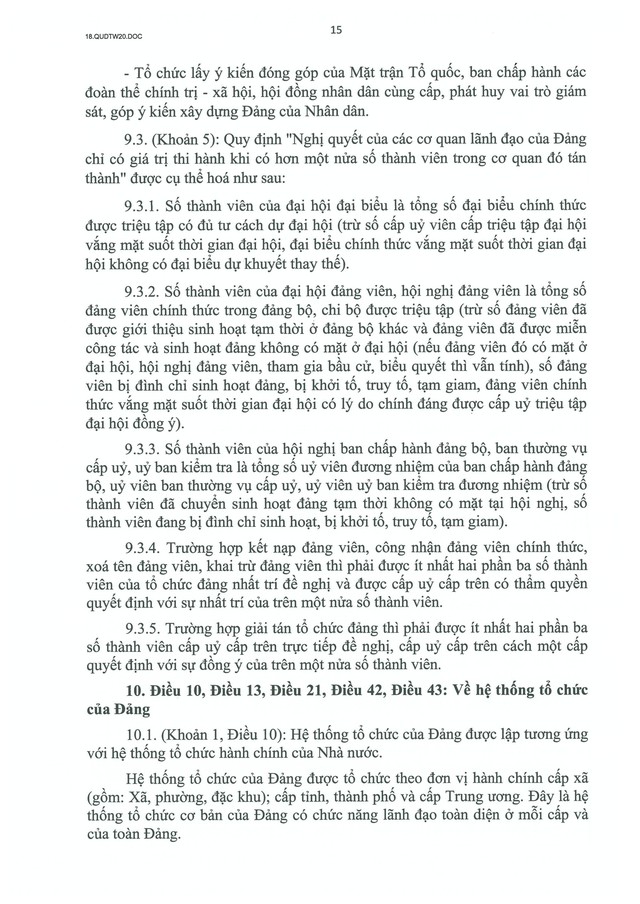 QUY ĐỊNH SỐ 20-QĐ/TW VỀ THI HÀNH ĐIỀU LỆ ĐẢNG- Ảnh 16. QUY ĐỊNH SỐ 20-QĐ/TW VỀ THI HÀNH ĐIỀU LỆ ĐẢNG- Ảnh 16.