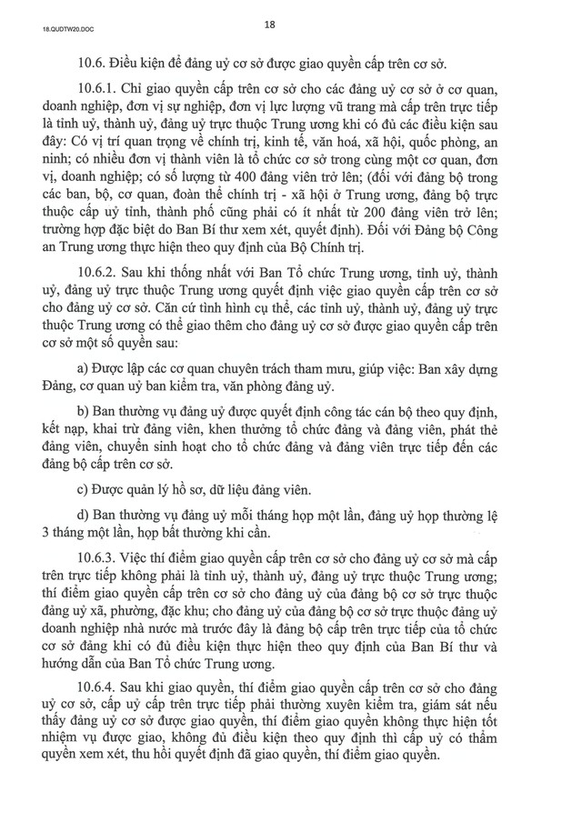 QUY ĐỊNH SỐ 20-QĐ/TW VỀ THI HÀNH ĐIỀU LỆ ĐẢNG- Ảnh 19. QUY ĐỊNH SỐ 20-QĐ/TW VỀ THI HÀNH ĐIỀU LỆ ĐẢNG- Ảnh 19.