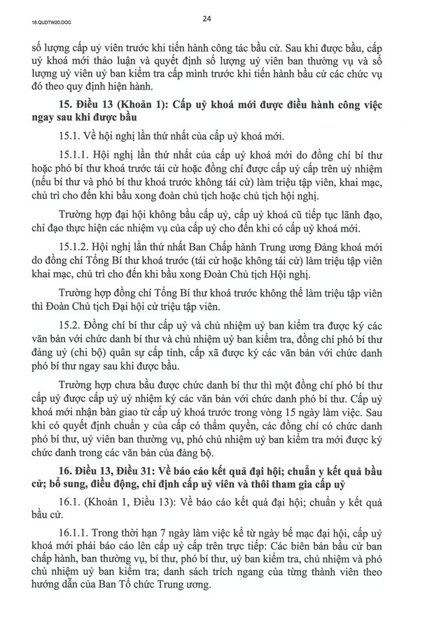 QUY ĐỊNH SỐ 20-QĐ/TW VỀ THI HÀNH ĐIỀU LỆ ĐẢNG- Ảnh 25. QUY ĐỊNH SỐ 20-QĐ/TW VỀ THI HÀNH ĐIỀU LỆ ĐẢNG- Ảnh 25.