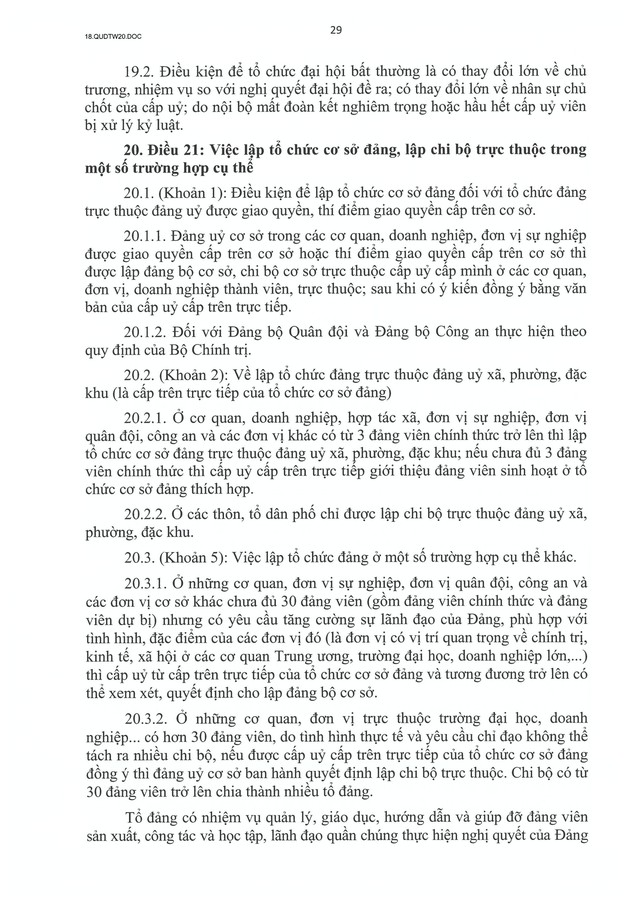 QUY ĐỊNH SỐ 20-QĐ/TW VỀ THI HÀNH ĐIỀU LỆ ĐẢNG- Ảnh 30. QUY ĐỊNH SỐ 20-QĐ/TW VỀ THI HÀNH ĐIỀU LỆ ĐẢNG- Ảnh 30.
