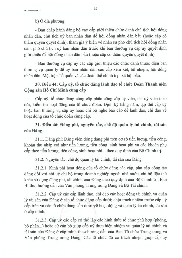 QUY ĐỊNH SỐ 20-QĐ/TW VỀ THI HÀNH ĐIỀU LỆ ĐẢNG- Ảnh 40. QUY ĐỊNH SỐ 20-QĐ/TW VỀ THI HÀNH ĐIỀU LỆ ĐẢNG- Ảnh 40.