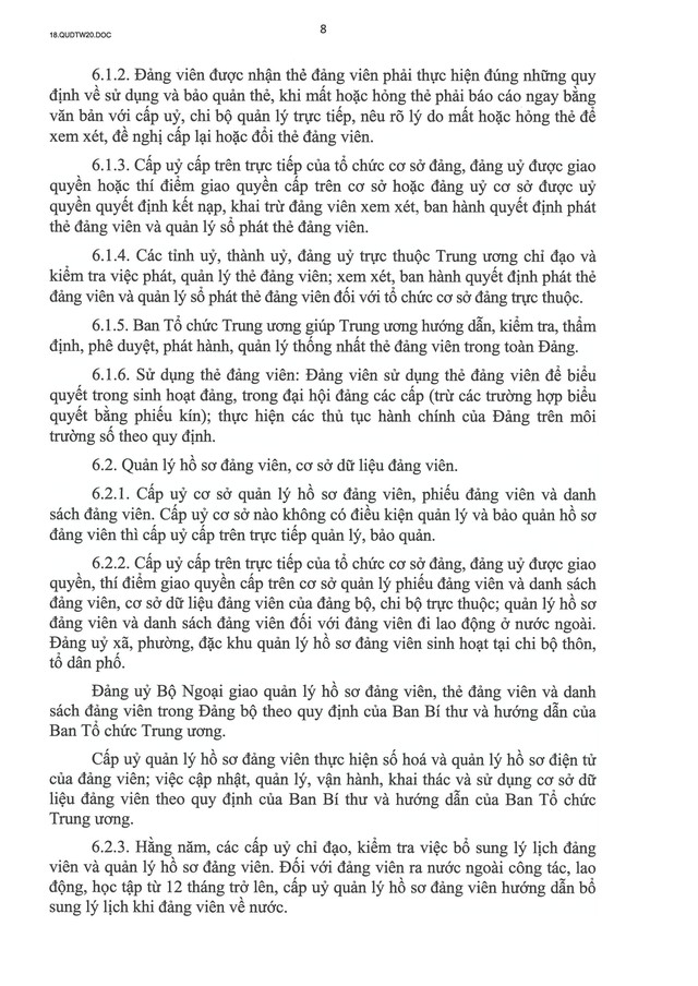QUY ĐỊNH SỐ 20-QĐ/TW VỀ THI HÀNH ĐIỀU LỆ ĐẢNG- Ảnh 9. QUY ĐỊNH SỐ 20-QĐ/TW VỀ THI HÀNH ĐIỀU LỆ ĐẢNG- Ảnh 9.