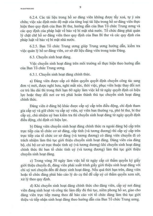 QUY ĐỊNH SỐ 20-QĐ/TW VỀ THI HÀNH ĐIỀU LỆ ĐẢNG- Ảnh 10. QUY ĐỊNH SỐ 20-QĐ/TW VỀ THI HÀNH ĐIỀU LỆ ĐẢNG- Ảnh 10.