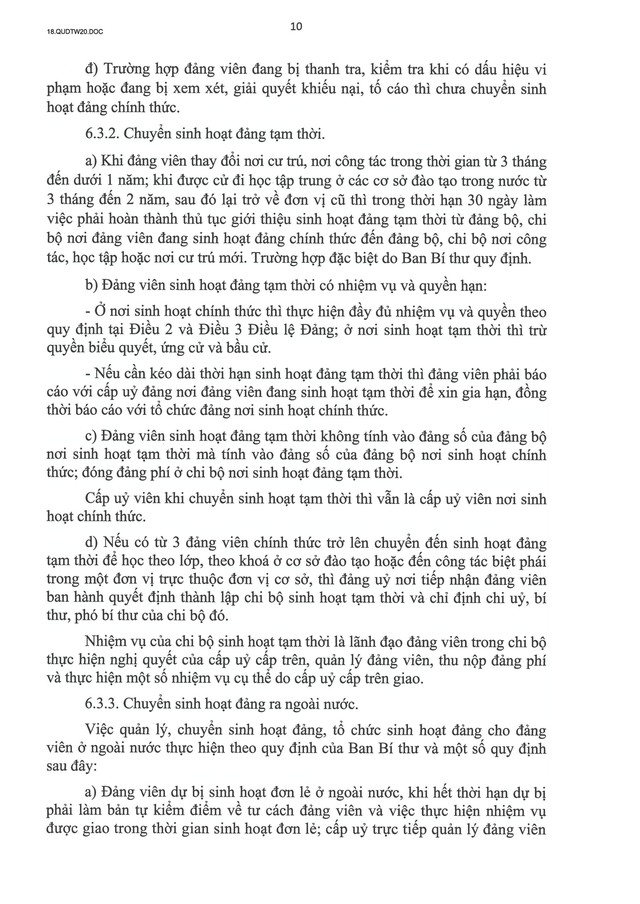 QUY ĐỊNH SỐ 20-QĐ/TW VỀ THI HÀNH ĐIỀU LỆ ĐẢNG- Ảnh 11. QUY ĐỊNH SỐ 20-QĐ/TW VỀ THI HÀNH ĐIỀU LỆ ĐẢNG- Ảnh 11.