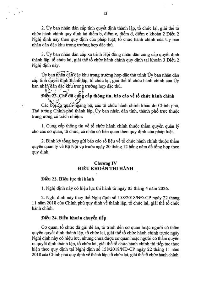 TOÀN VĂN: Nghị định 121/2026/NĐ-CP quy định về thành lập, tổ chức lại, giải thể tổ chức hành chính- Ảnh 13.