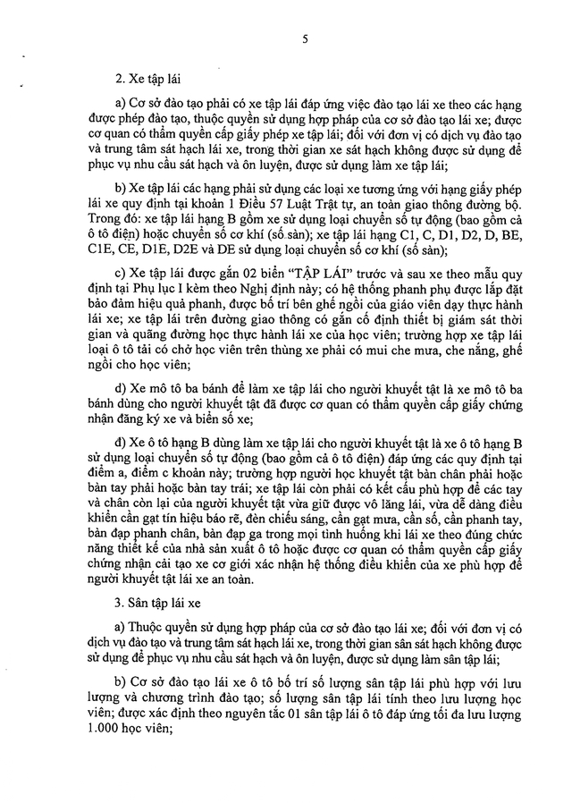 TOÀN VĂN: Nghị định 94/2026/NĐ-CP Quy định về hoạt động đào tạo và sát hạch lái xe- Ảnh 5.